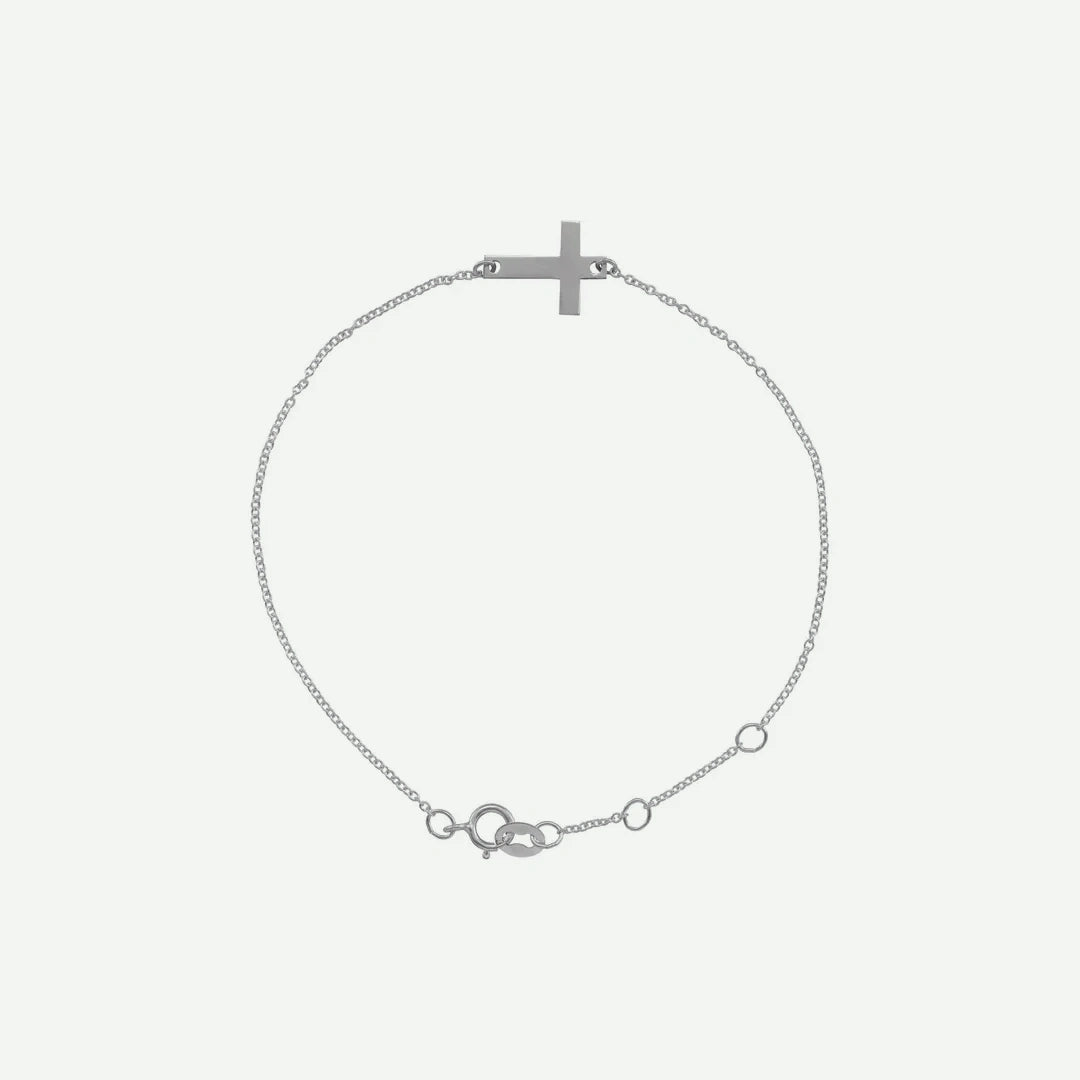 Top view of white gold CARRIED Christian bracelet for women