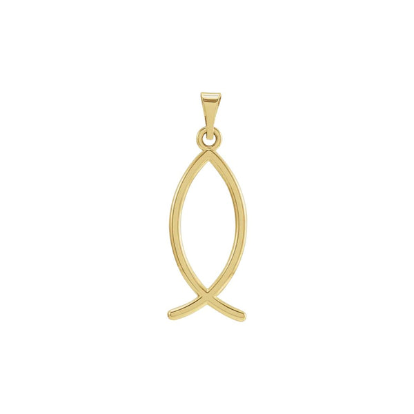 Yellow gold Ichthus pendant from Glor-e – Christian necklace with the sacred fish symbol representing faith and devotion