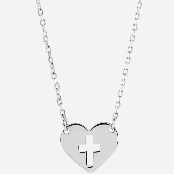 Front view of 14K White Gold PURE LOVE Christian Necklace | Glor-e