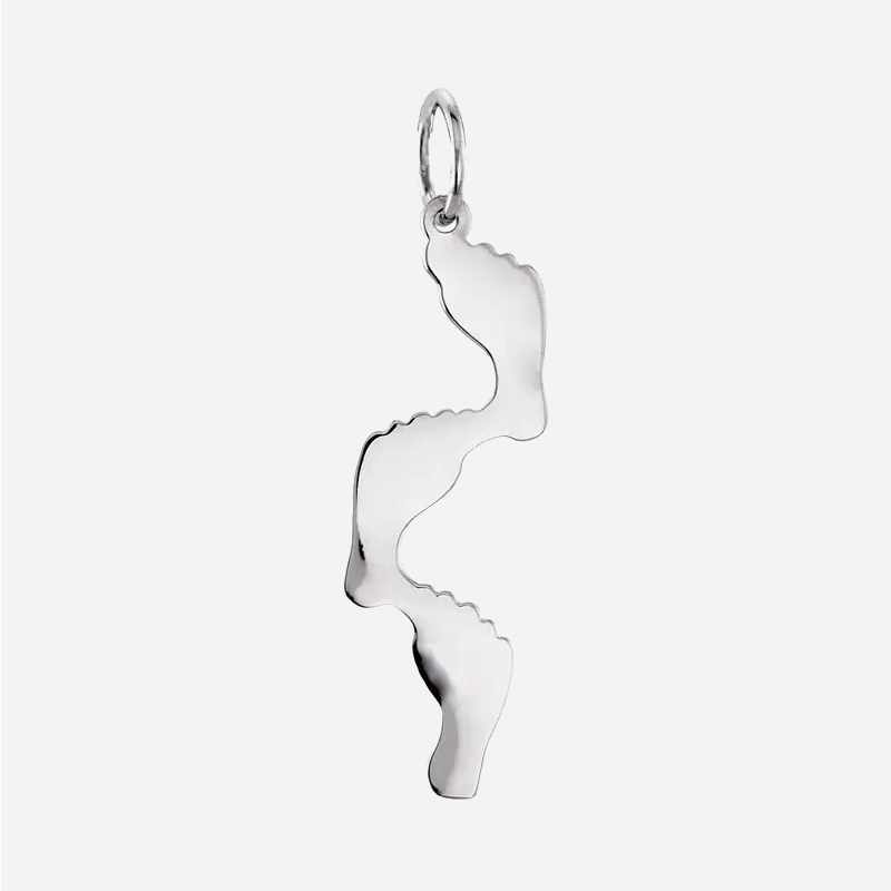 Back view of Sterling Silver FOOTPRINTS unisex Christian pendant