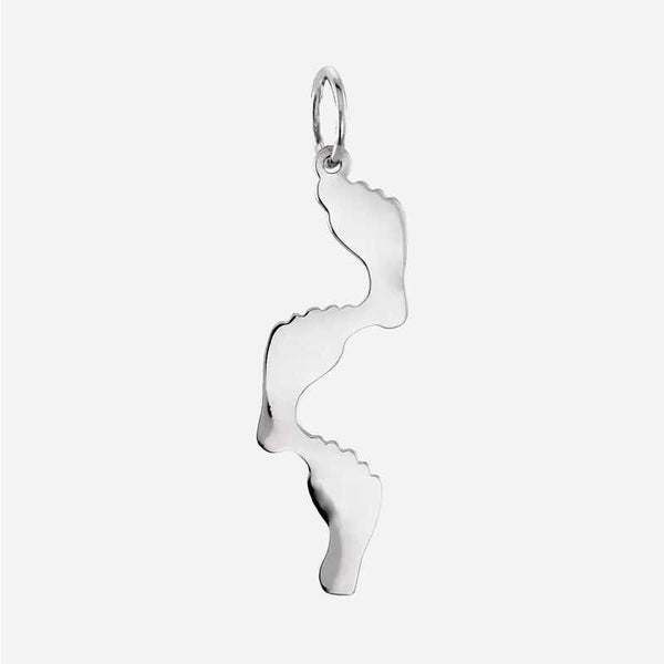 Back view of Sterling Silver FOOTPRINTS unisex Christian pendant