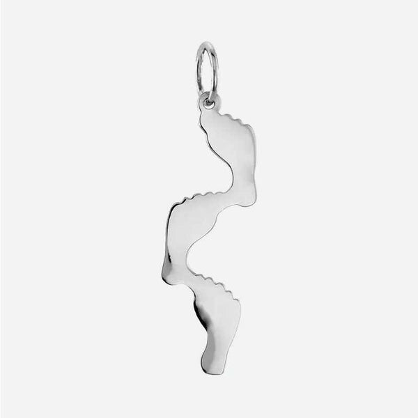 Back view of White Gold FOOTPRINTS unisex Christian pendant
