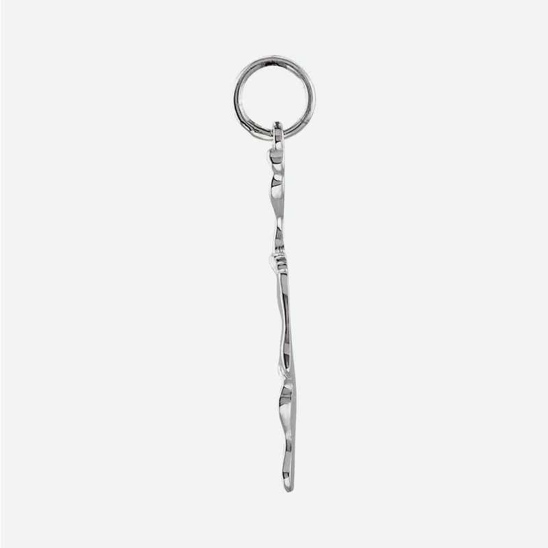 Side view of White Gold FOOTPRINTS unisex Christian pendant