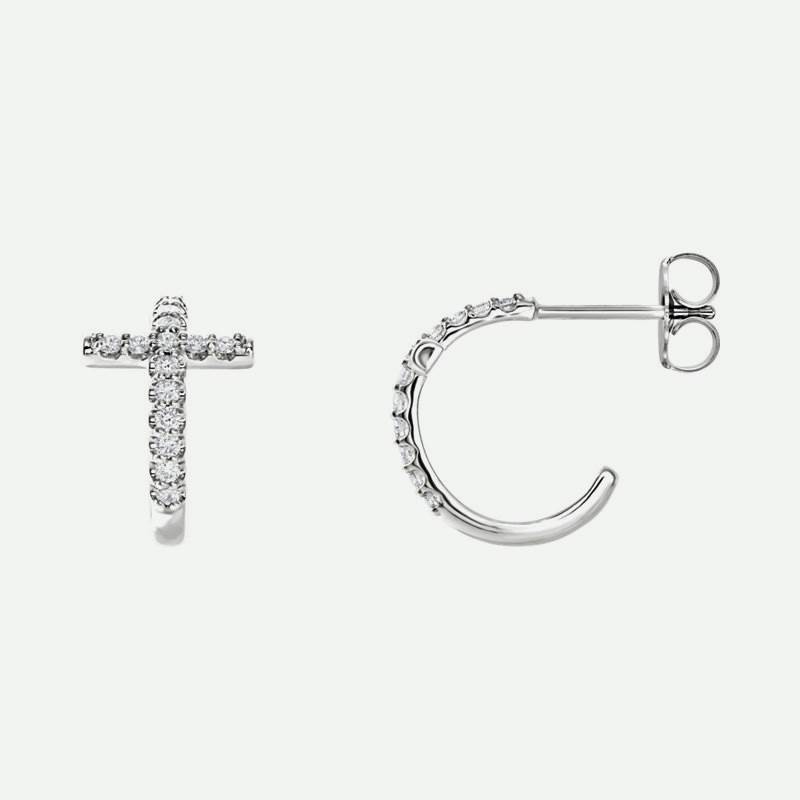Mixed View of White Gold REDEEMED Christian Earrings For Women