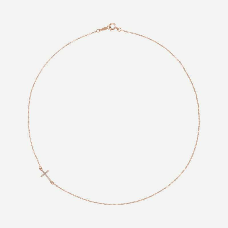 Front view of rose gold CARRIED Christian necklace for women