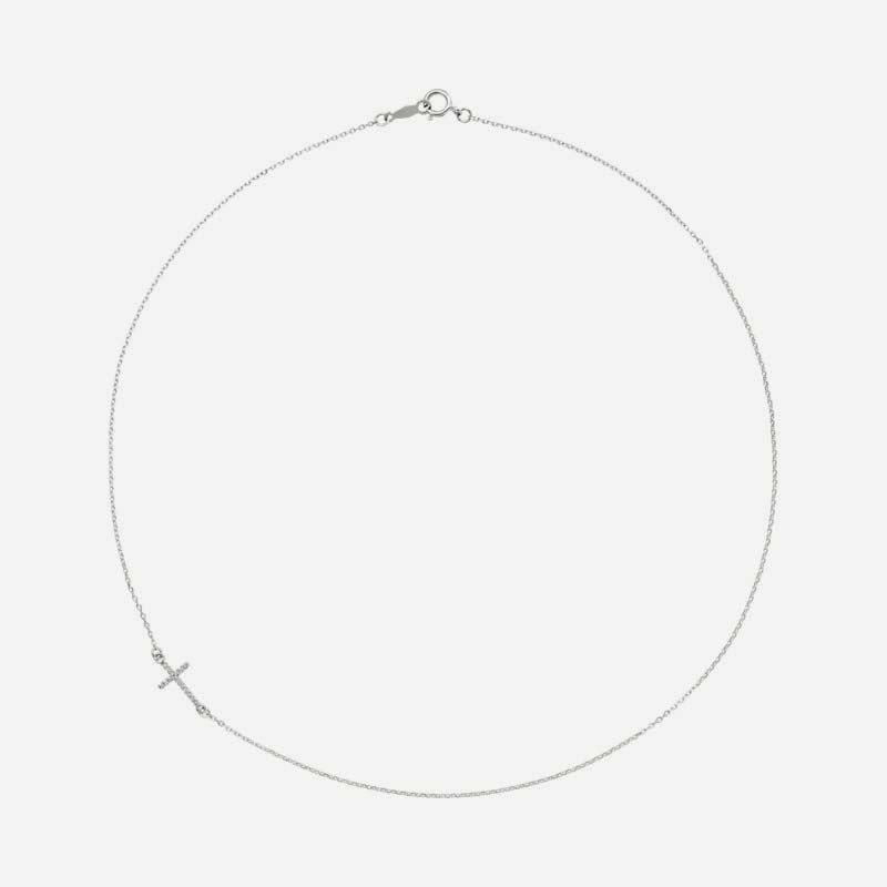 Front view of white gold CARRIED Christian necklace for women