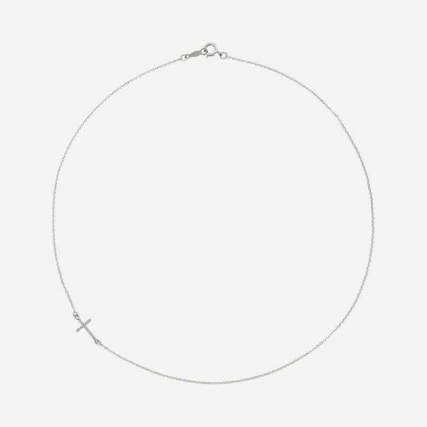 Front view of white gold CARRIED Christian necklace for women