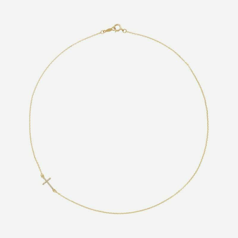 Front view of yellow gold CARRIED Christian necklace for women