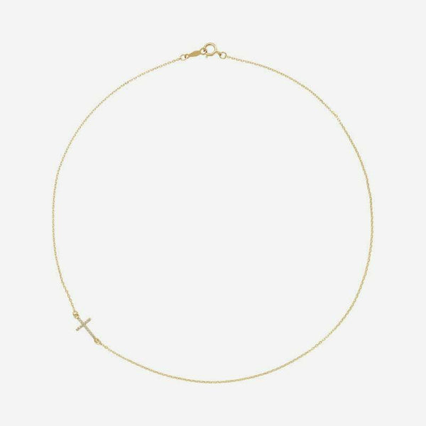 Front view of yellow gold CARRIED Christian necklace for women