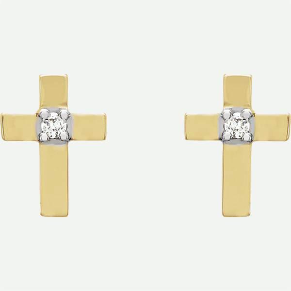 Front View Of Yellow Gold CENTRÉE Christian Earrings For Women