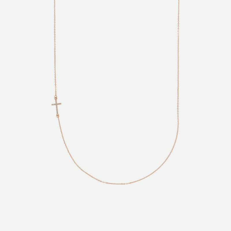 Half view of rose gold CARRIED Christian necklace for women