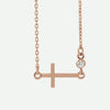 Front view of rose gold FAITHFUL Christian necklace for women