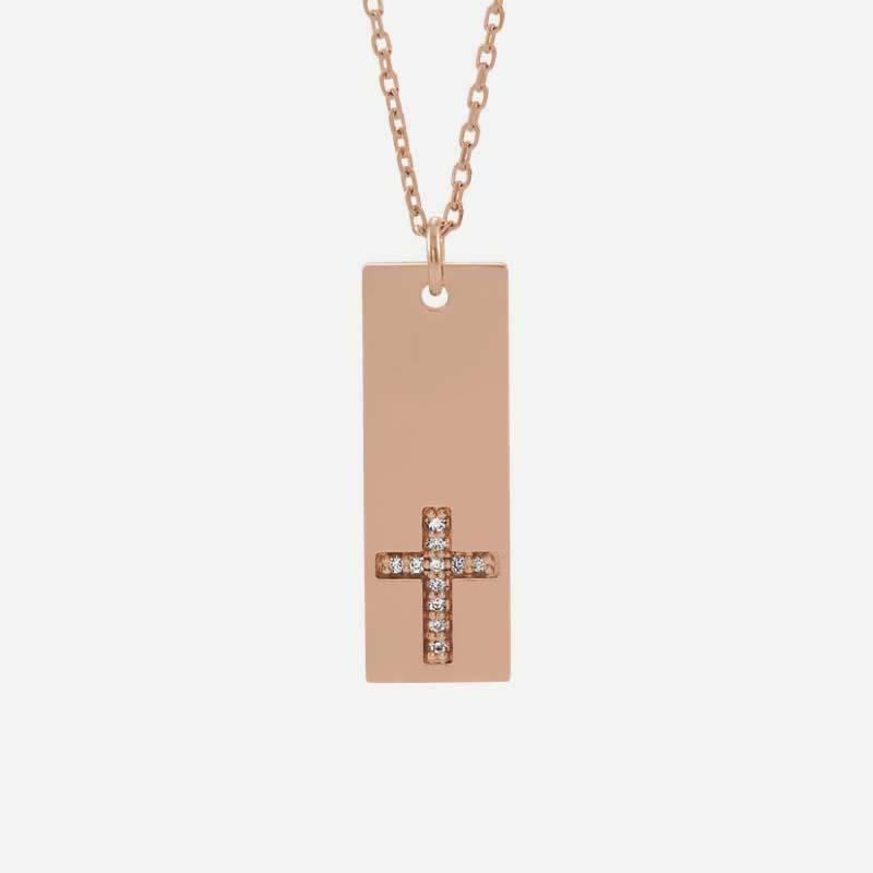 Front view of rose gold LE CHEMIN Christian Necklace for women
