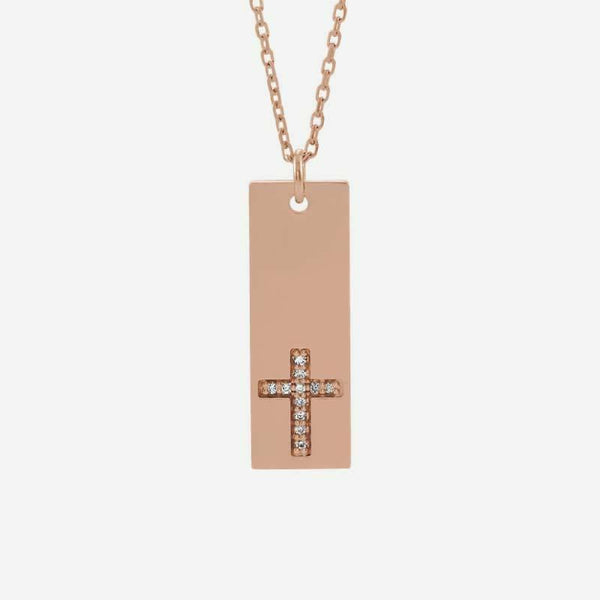 Front view of rose gold LE CHEMIN Christian Necklace for women