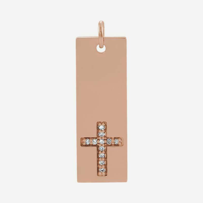 Front view of rose gold LE CHEMIN Cross Christian Pendant for women