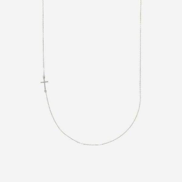 Half view of white gold CARRIED Christian necklace for women
