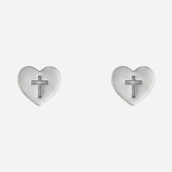 Front View of White Gold FOI Christian Earrings For Women