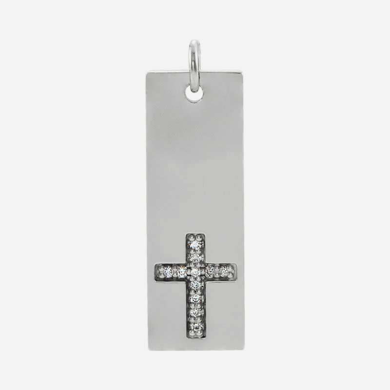 Front view of white gold LE CHEMIN Cross Christian Pendant for women