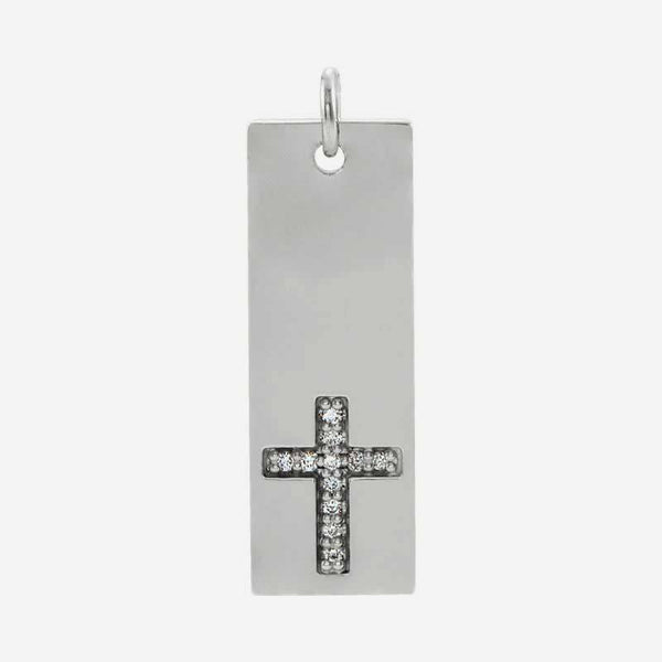 Front view of white gold LE CHEMIN Cross Christian Pendant for women
