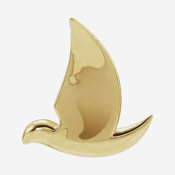 Front view of yellow gold Holy Spirit Dove Christian pendant