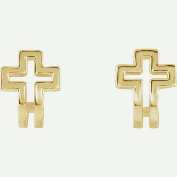 Front View Of Yellow Gold DISCERNMENT Christian Earrings For Women