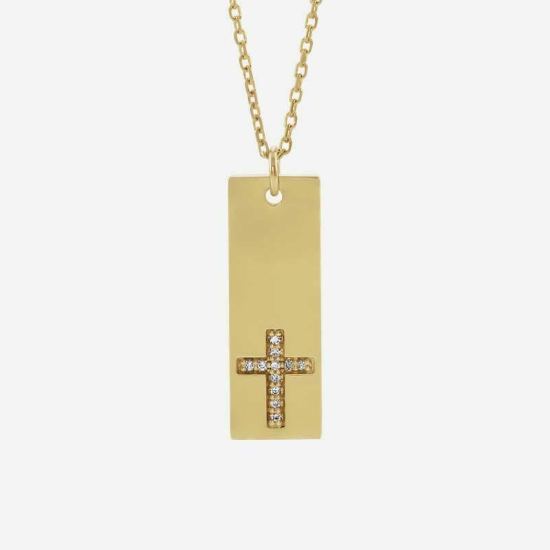 Front view of yellow gold LE CHEMIN Christian Necklace for women