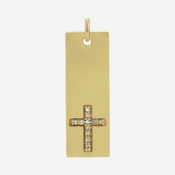 Front view of yellow gold LE CHEMIN Cross Christian Pendant for women
