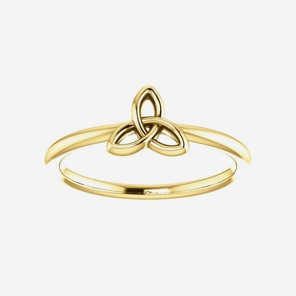 Front view of yellow gold Stackable Celtic-Inspired Christian ring