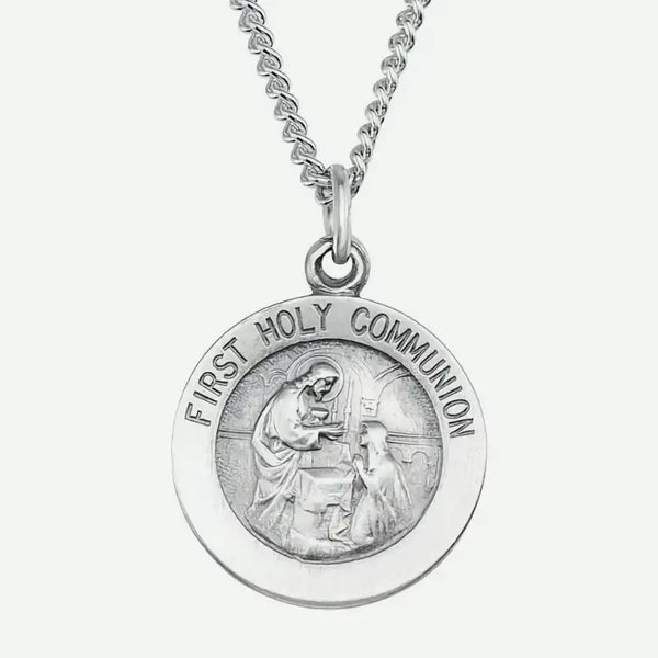 Front View of Sterling Silver COMMUNION Unisex Christian Necklace