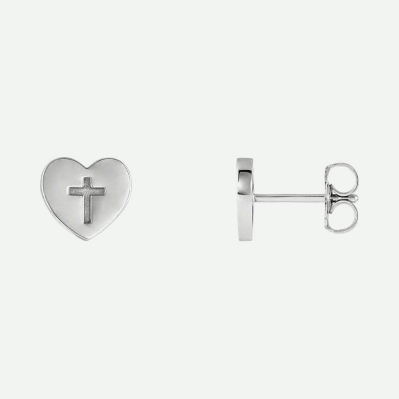 Mixed View of White Gold FOI Christian Earrings For Women
