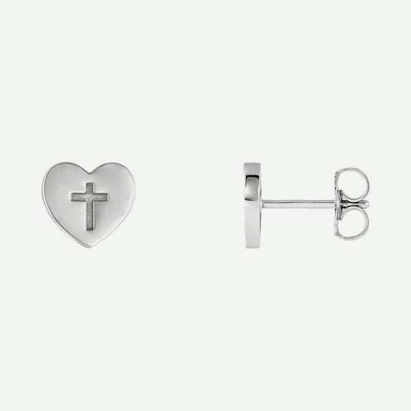 Mixed View of White Gold FOI Christian Earrings For Women