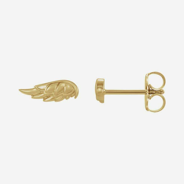 Mixed view of yellow gold Angel Wings Christian earrings for women