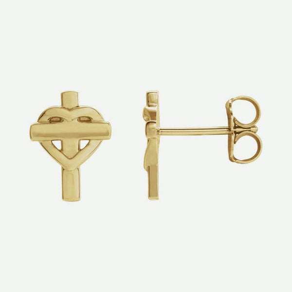 Mixed view of yellow gold FAITH Christian Earrings For Women