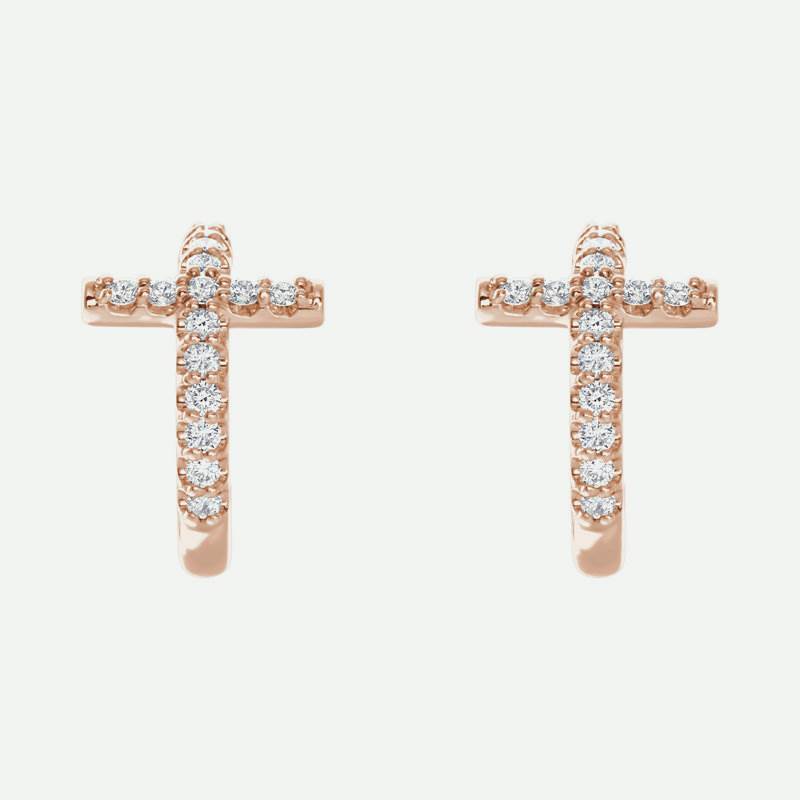 Front View of Rose Gold REDEEMED Christian Earrings For Women
