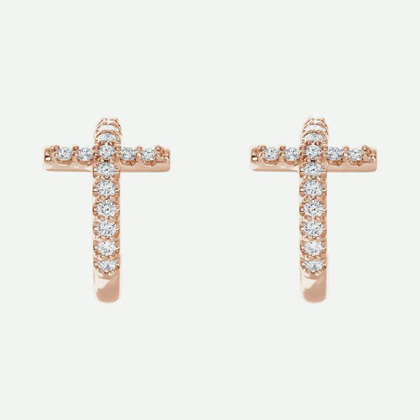 Front View of Rose Gold REDEEMED Christian Earrings For Women