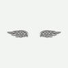 Pair view of sterling silver angel wings Christian earrings for women