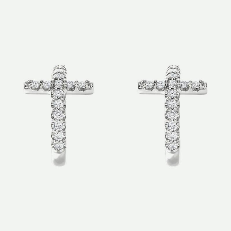 Front View of White Gold REDEEMED Christian Earrings For Women