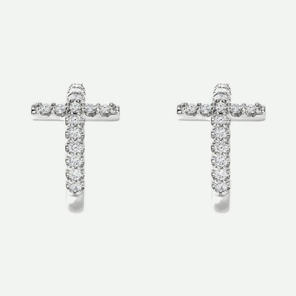 Front View of White Gold REDEEMED Christian Earrings For Women