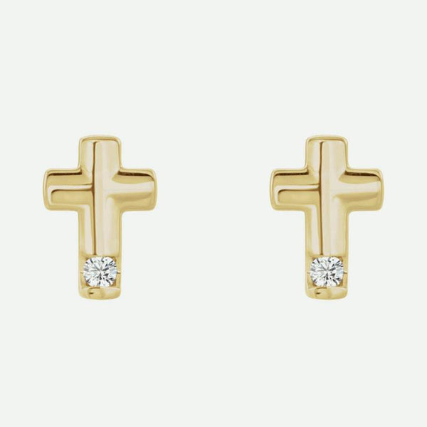 Front view of yellow gold PURITY Christian earrings for women