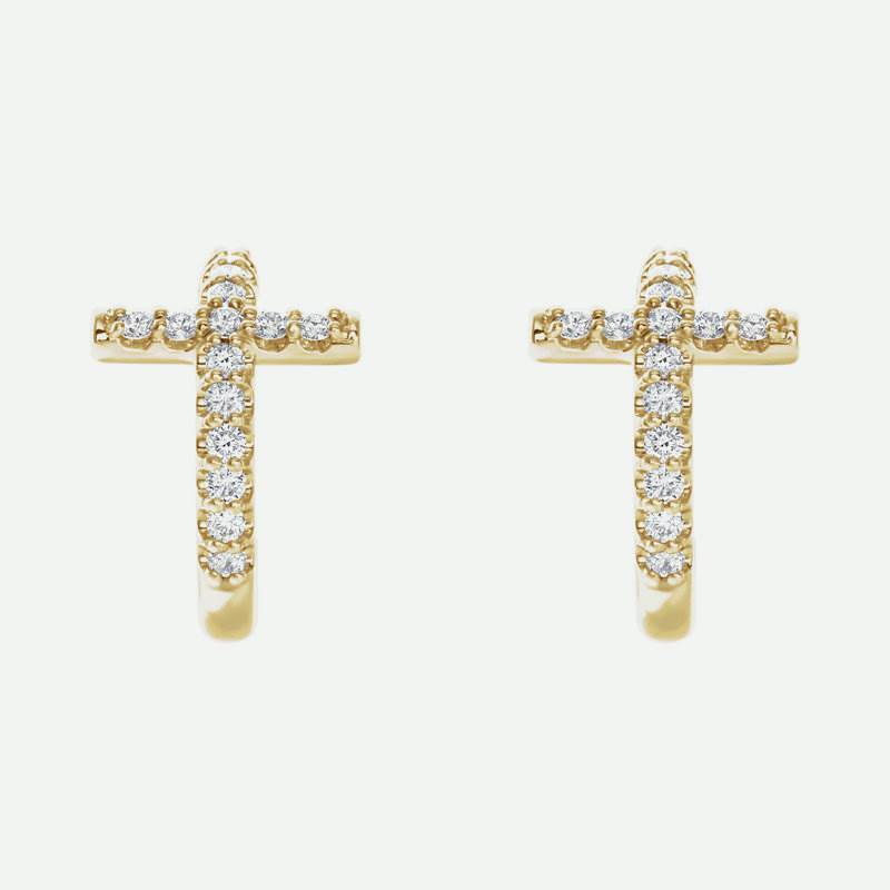 Front View of Yellow Gold REDEEMED Christian Earrings For Women