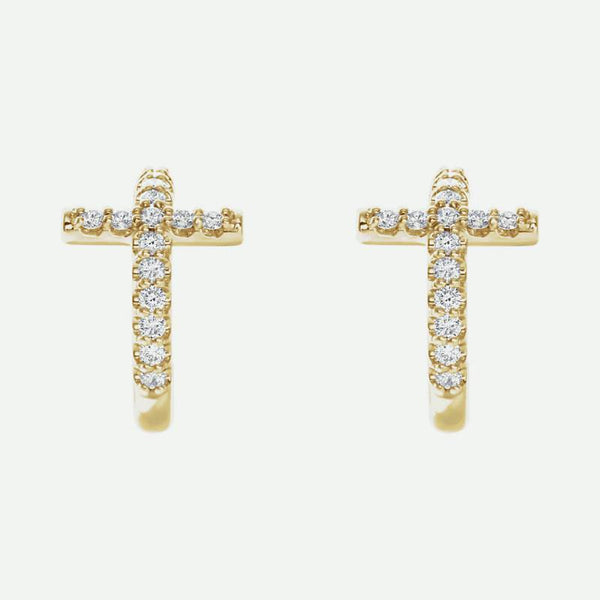 Front View of Yellow Gold REDEEMED Christian Earrings For Women