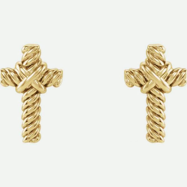 Front View Of Yellow Gold DÉLIVRÉE Christian Earrings For Women