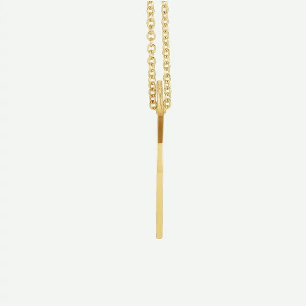 Side view of yellow gold Faith Christian necklace for women from Glor-e