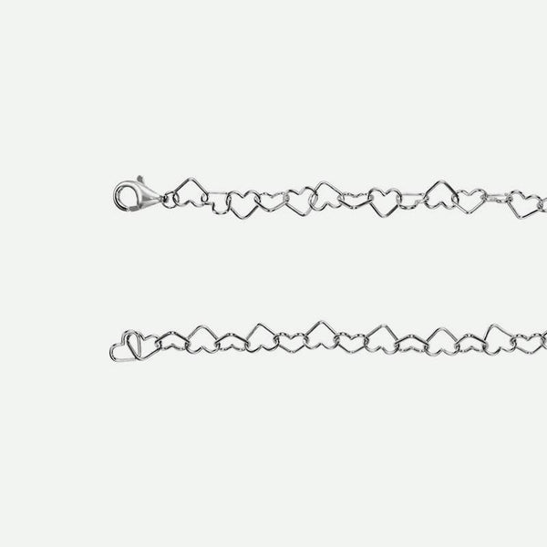 Side view of Linked Heart Silver Christian Necklace For Women