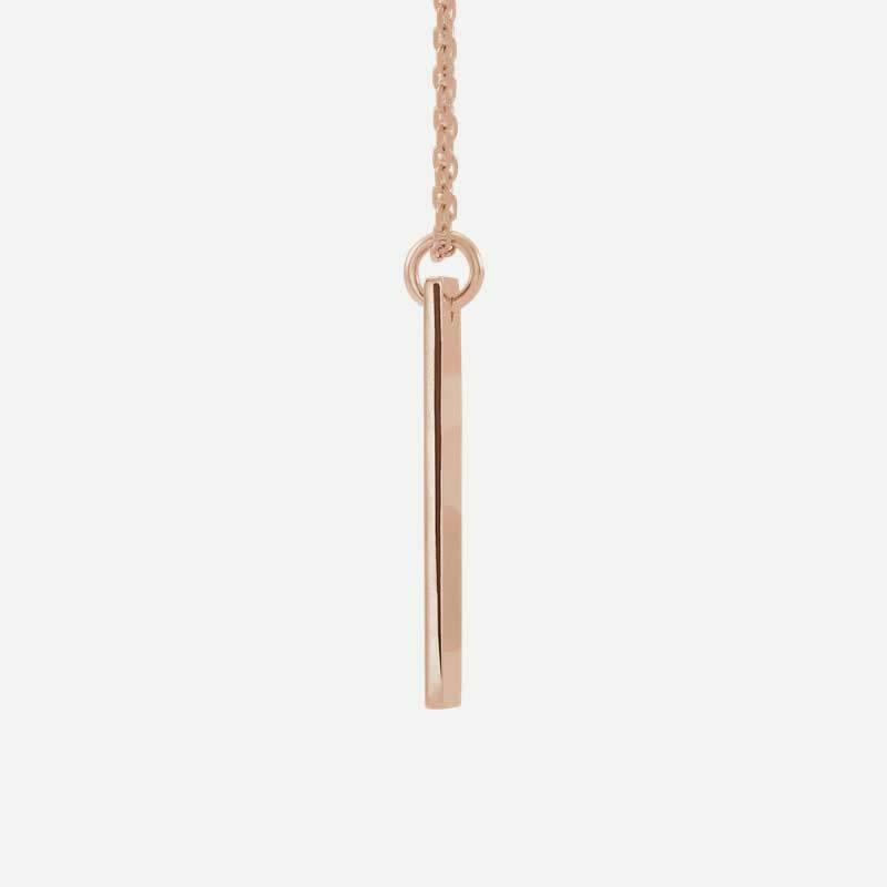 Side view of rose gold LE CHEMIN Christian Necklace for women