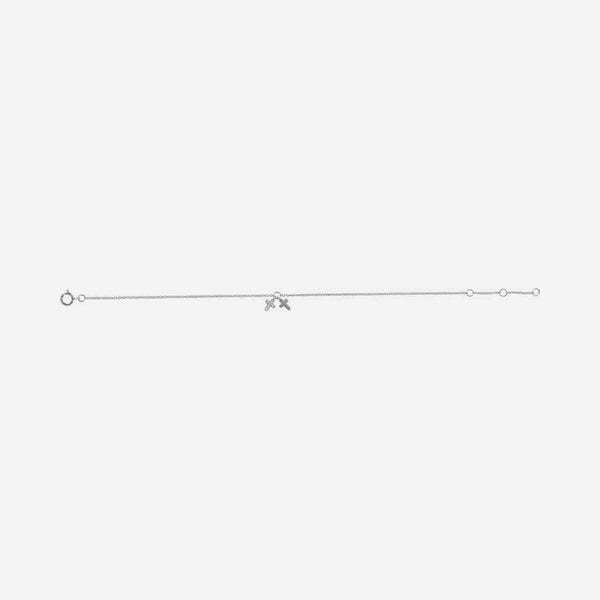 Side view of white gold Adjustable Cross Christian Bracelet for women