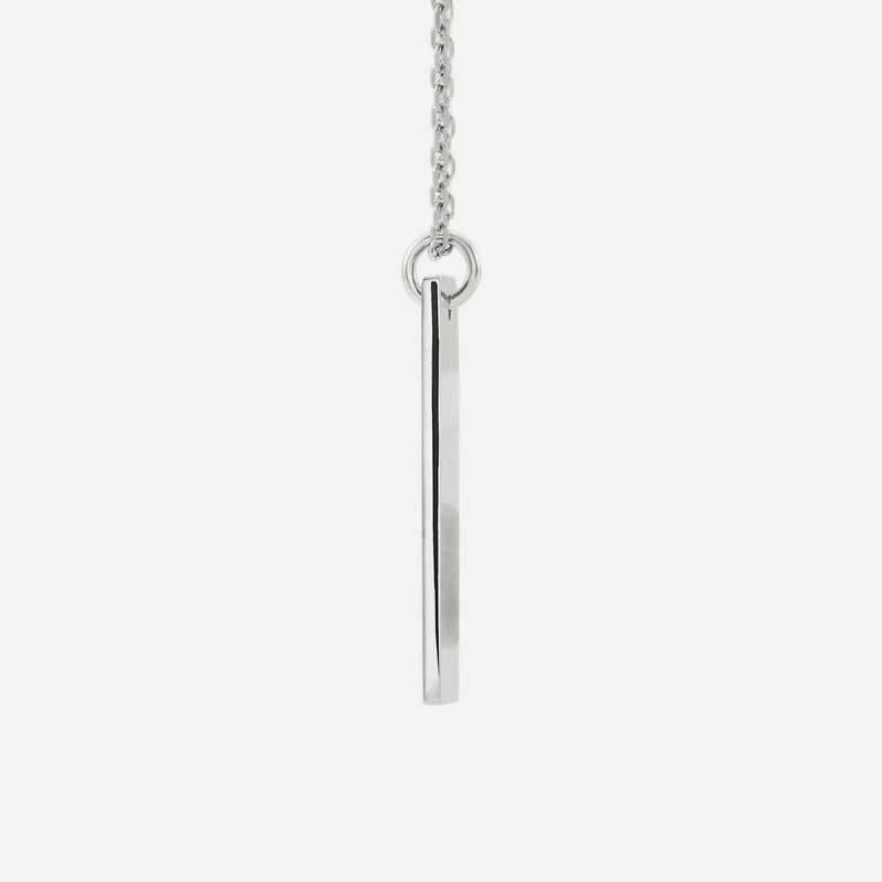 Side view of white gold LE CHEMIN Christian Necklace for women