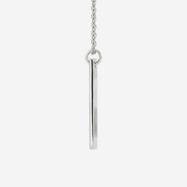 Side view of white gold LE CHEMIN Christian Necklace for women