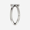 Side view of white gold diamond cross rope Christian ring for women