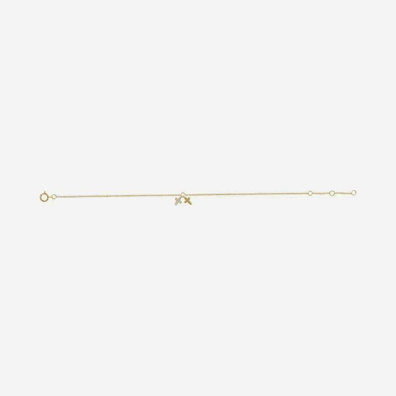 Side view of yellow gold Adjustable Cross Christian Bracelet for women